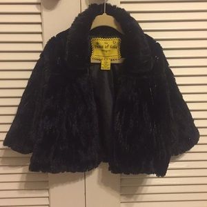 Black Faux Fur Sparkle Jacket satin lined